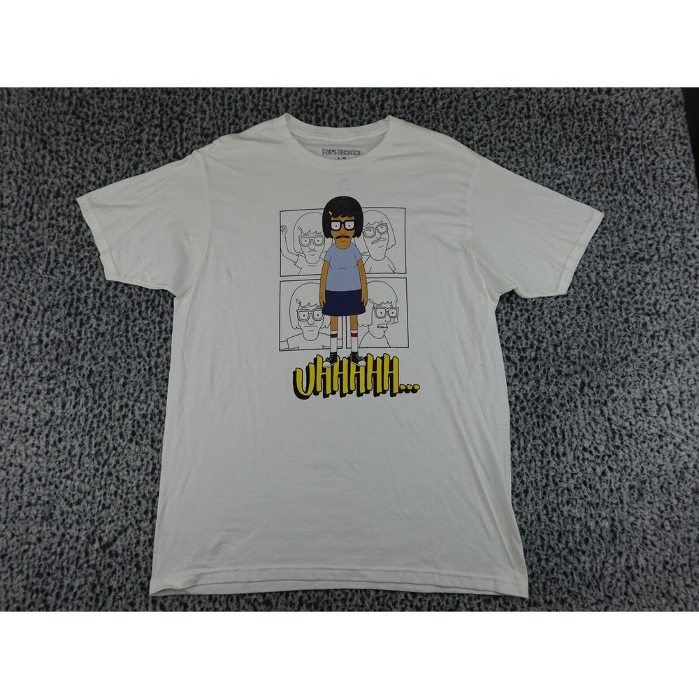 Bob's Burgers Tina Belcher T-Shirt Mens L White Uhhhhh‎ Graphic Tee
